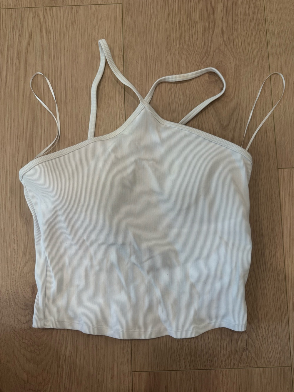 ALO Yoga White Ribbed Crop Tank Top